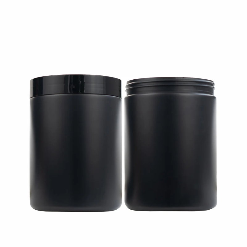 Custom Black Milk Powder Packaging Bottle Food Grade 1.3L Plastic Protein Supplements Powder Container Jar