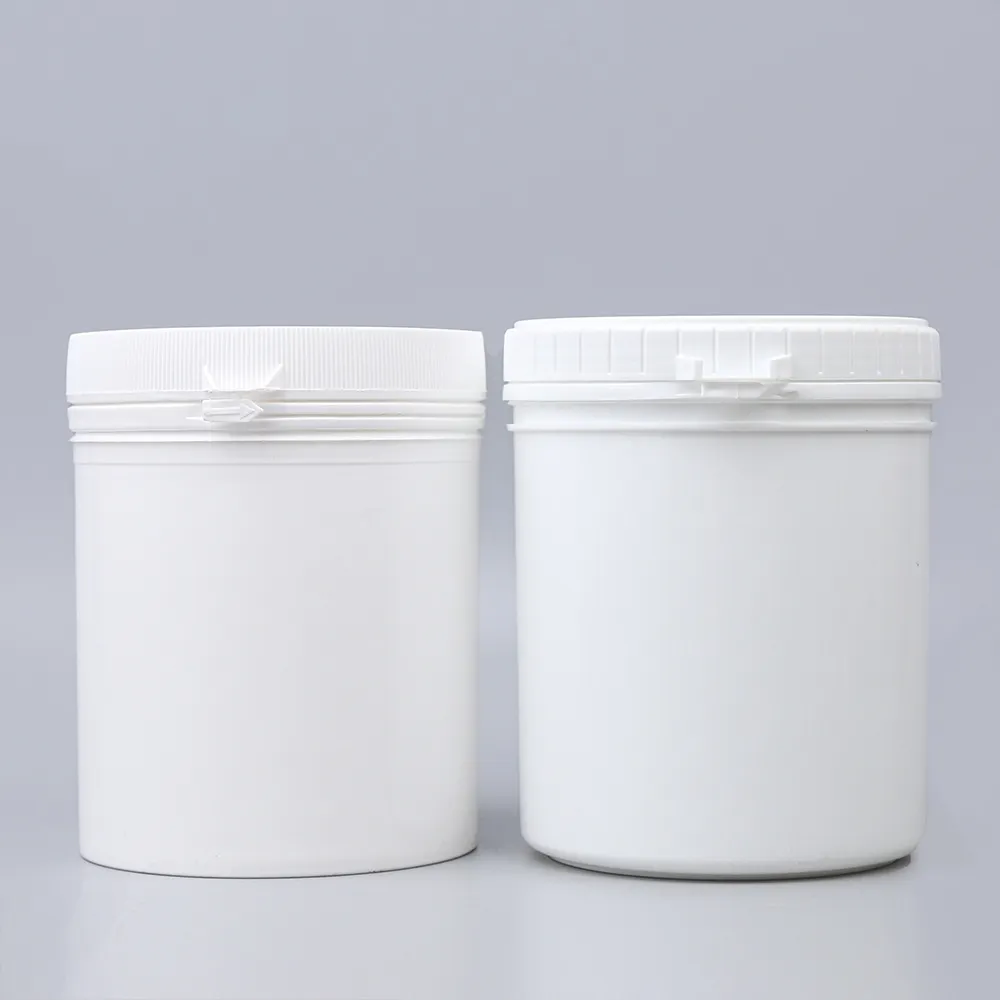 Factory Wide Mouth 1000ml Pe Protein Powder Jar White Pulling Ring Lid Powder Jar