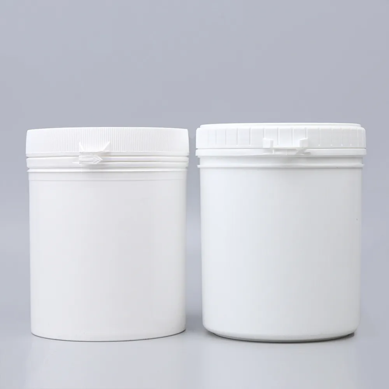 Factory Wide Mouth 1000ml Pe Protein Powder Jar White Pulling Ring Lid Powder Jar