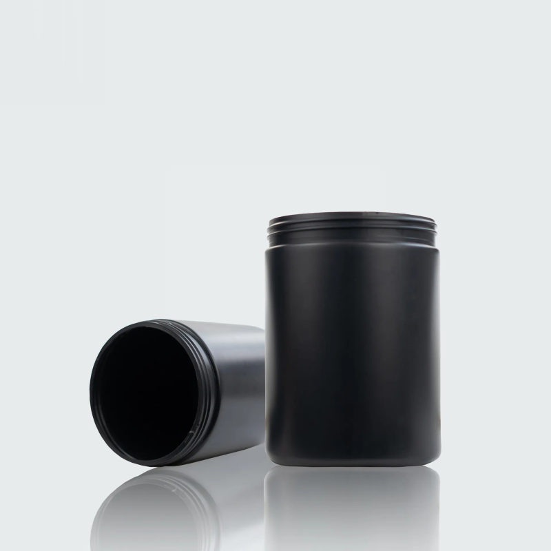 Custom Black Milk Powder Packaging Bottle Food Grade 1.3L Plastic Protein Supplements Powder Container Jar
