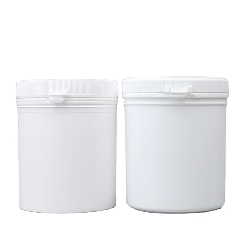 Factory Wide Mouth 1000ml Pe Protein Powder Jar White Pulling Ring Lid Powder Jar