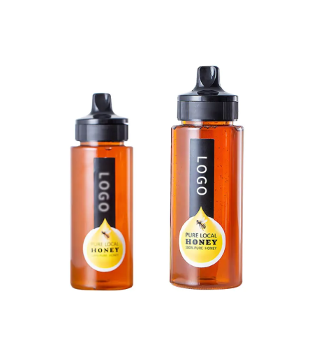 Resistant 350ml 500ml Plastic Honey Squeeze Dispensing Bottle Transparent Syrup Condiment Bottle