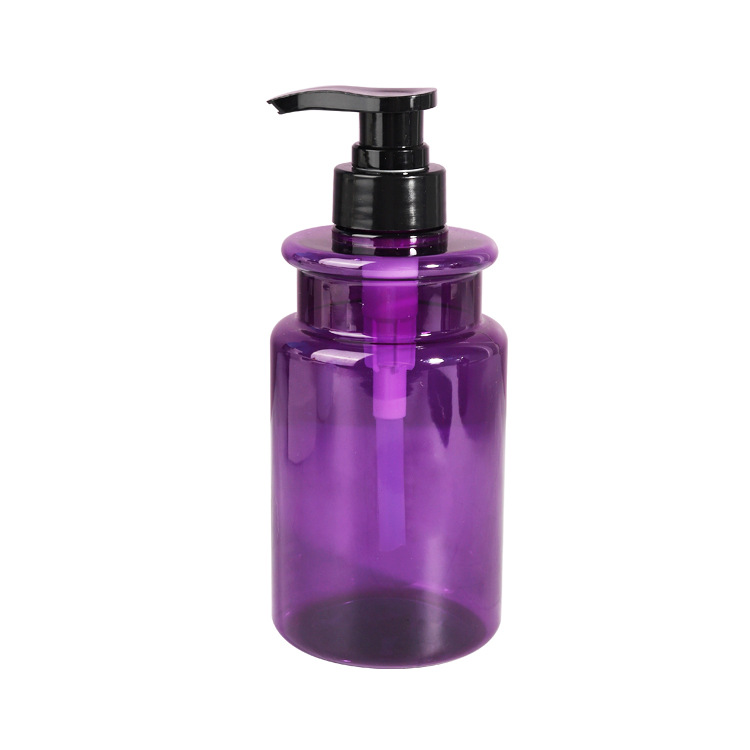 Custom 500ML purple PET plastic pump bottle for Body Wash Lotion Shampoo