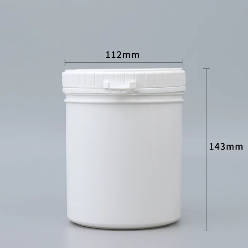 Factory Wide Mouth 1000ml Pe Protein Powder Jar White Pulling Ring Lid Powder Jar
