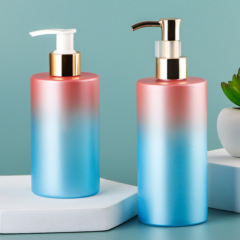 100ml 250ml 300ml high-end daily chemical plastic shampoo lotion bottle PET toiletries gradient color spray pump bottle