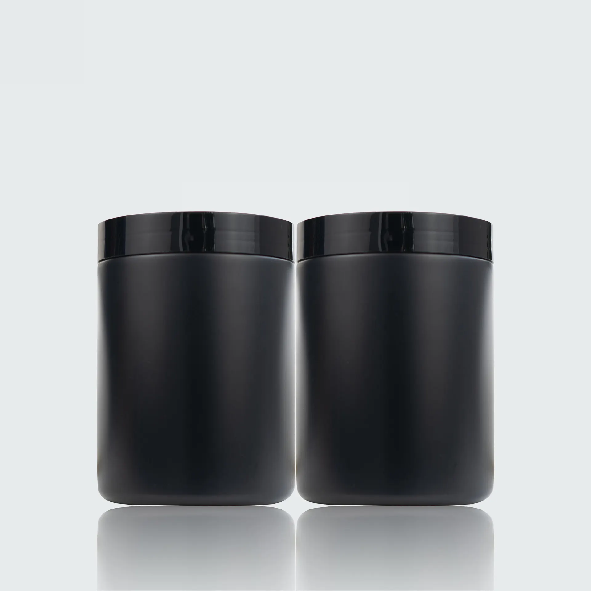 Custom Black Milk Powder Packaging Bottle Food Grade 1.3L Plastic Protein Supplements Powder Container Jar