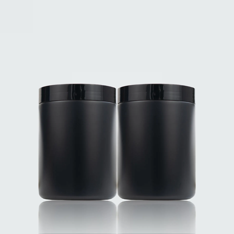 Custom Black Milk Powder Packaging Bottle Food Grade 1.3L Plastic Protein Supplements Powder Container Jar