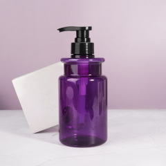 Custom 500ML purple PET plastic pump bottle for Body Wash Lotion Shampoo