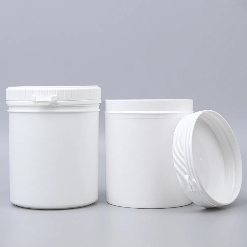 Factory Wide Mouth 1000ml Pe Protein Powder Jar White Pulling Ring Lid Powder Jar