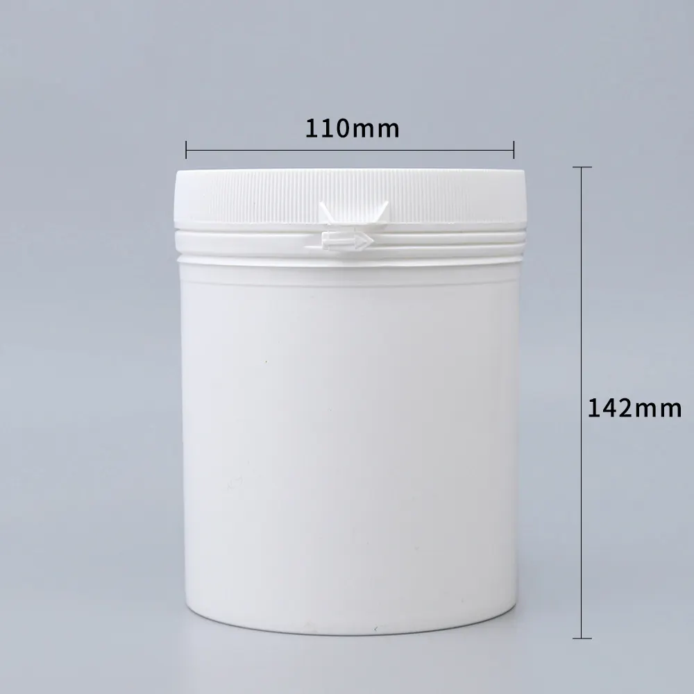 Factory Wide Mouth 1000ml Pe Protein Powder Jar White Pulling Ring Lid Powder Jar