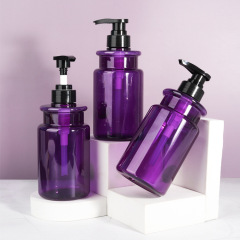 Custom 500ML purple PET plastic pump bottle for Body Wash Lotion Shampoo