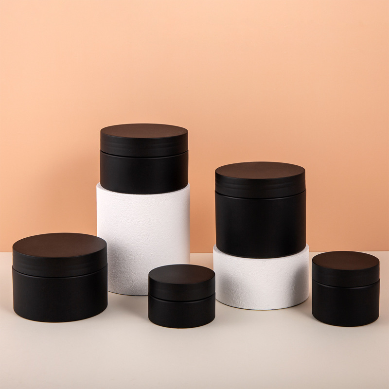 30G 50G 100G 120G 150G Black PET frosted matte cream plastic jars for beauty