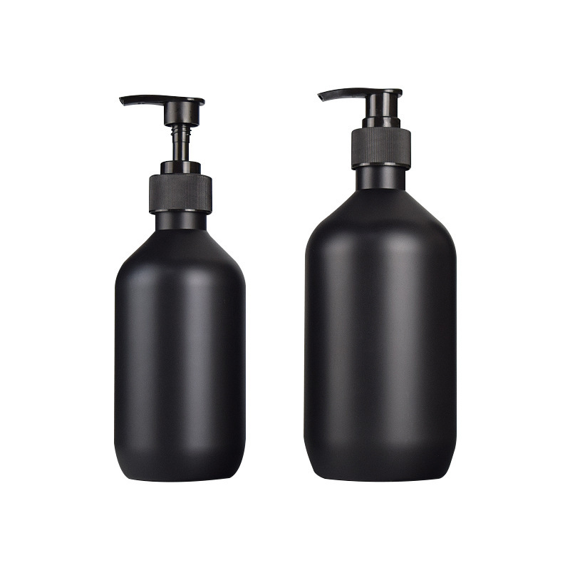 300ML 500ML Black matte PET plastic lotion shampoo push-type care dispenser bottle