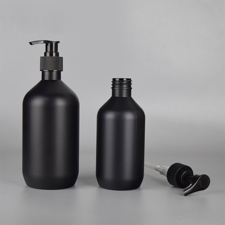 300ML 500ML Black matte PET plastic lotion shampoo push-type care dispenser bottle