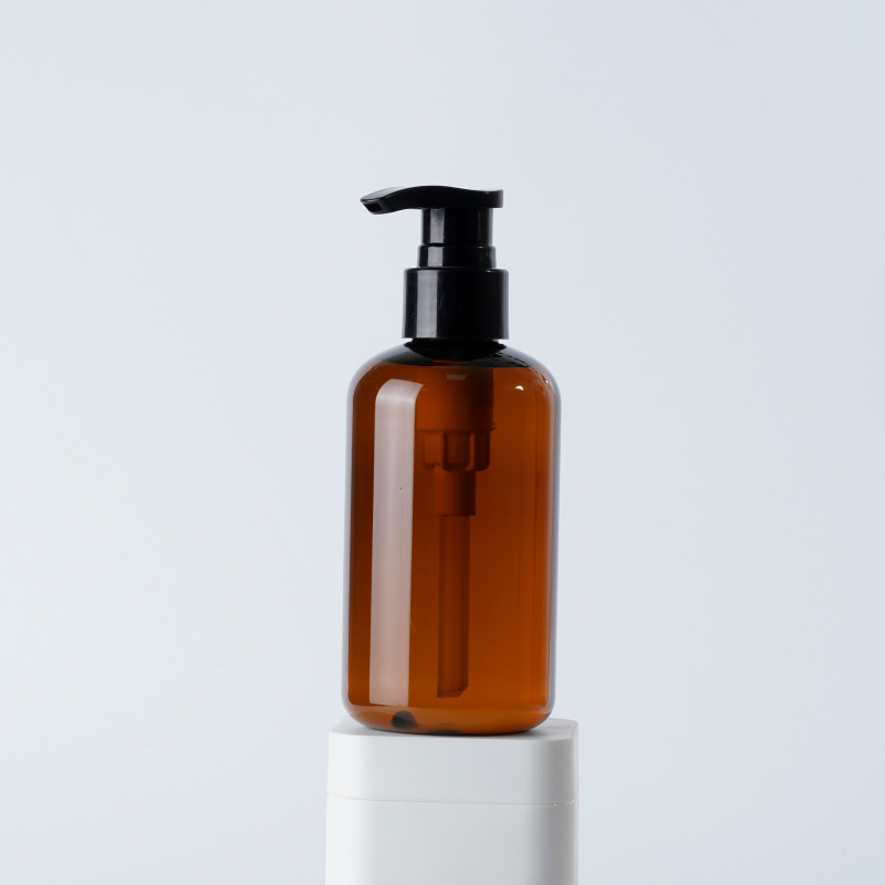 200ml pump amber plastic bottle for Makeup remover facial Cleanser and essential Cosmetics Body Wash Lotion Shampoo