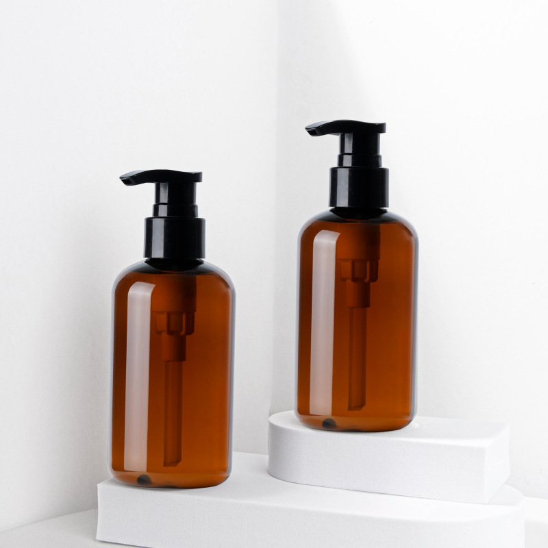 200ml pump amber plastic bottle for Makeup remover facial Cleanser and essential Cosmetics Body Wash Lotion Shampoo