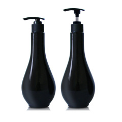 400ML black plastic round bottle with pump for Body Wash Lotion Shampoo