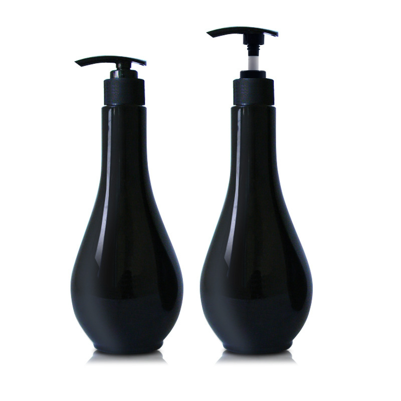 400ML black plastic round bottle with pump for Body Wash Lotion Shampoo