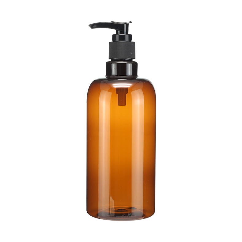 500ML amber plastic pet pump lotion bottle for Makeup remover facial Cleanser and essential Cosmetics Body Wash Lotion Shampoo