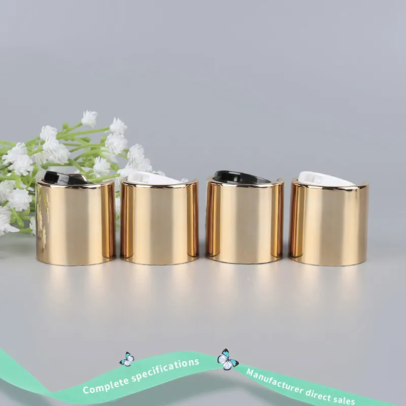 Supply 24/410 Shampoo Shower Gel Cap With Disc Cap Electroplated Aluminum Shiny Gold Disc Cap