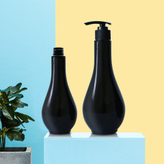 400ML black plastic round bottle with pump for Body Wash Lotion Shampoo