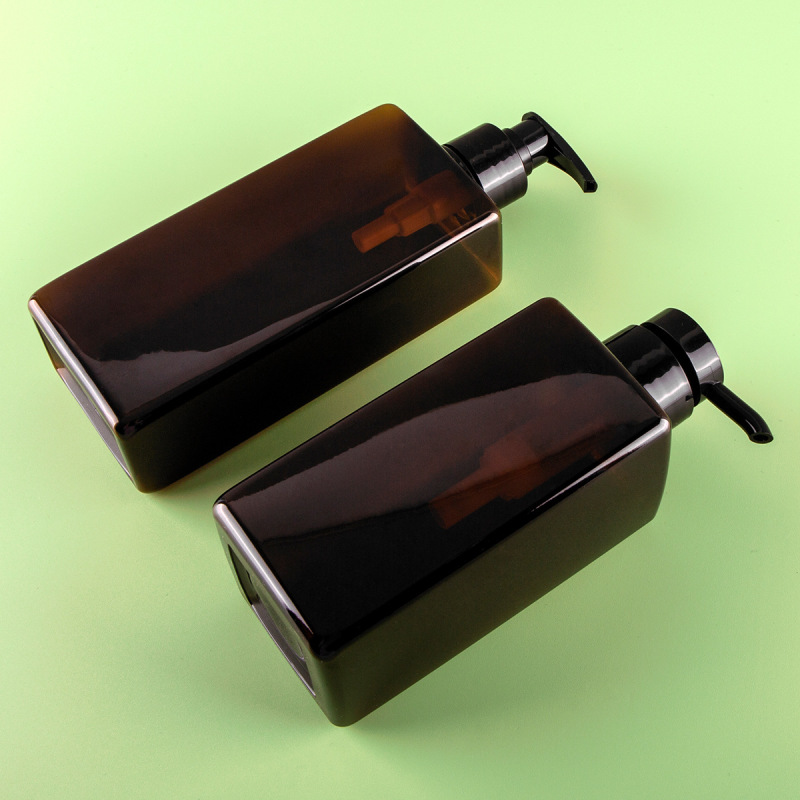400ml amber plastic pet cosmetic cream jar hair air less plastic lotion pump bottles for Body Wash Lotion Shampoo