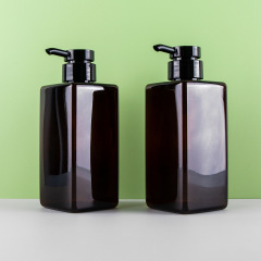 400ml amber plastic pet cosmetic cream jar hair air less plastic lotion pump bottles for Body Wash Lotion Shampoo