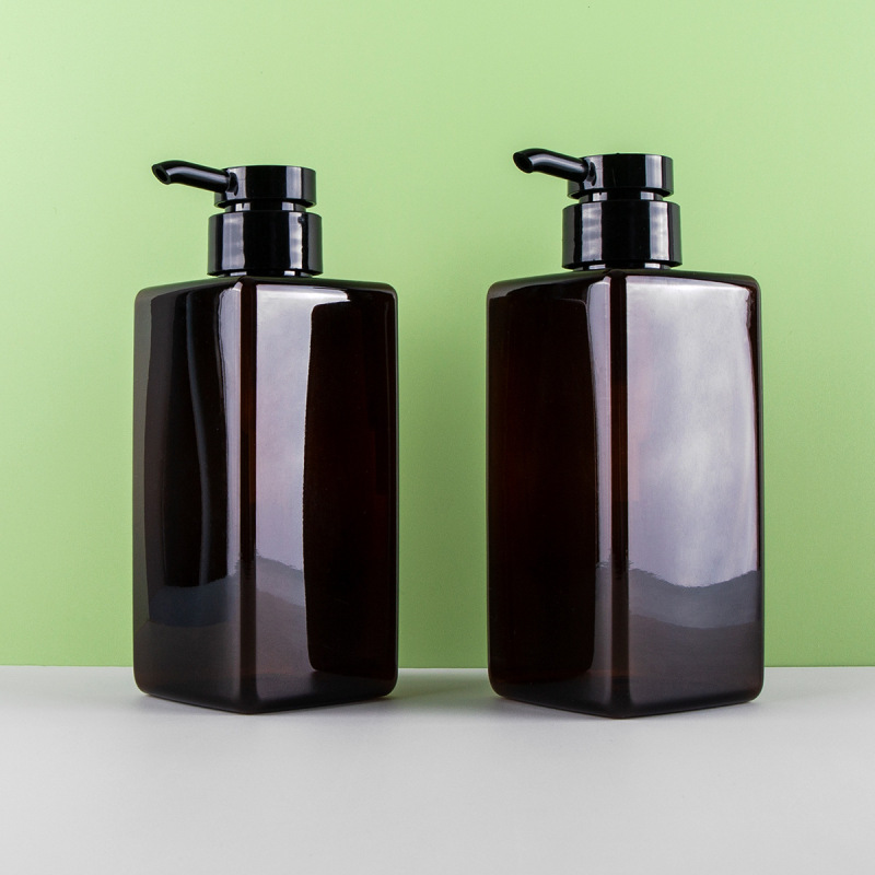 400ml amber plastic pet cosmetic cream jar hair air less plastic lotion pump bottles for Body Wash Lotion Shampoo