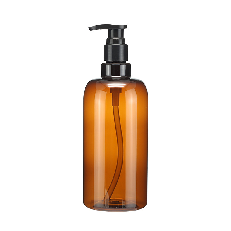 500ML amber plastic pet pump lotion bottle for Makeup remover facial Cleanser and essential Cosmetics Body Wash Lotion Shampoo