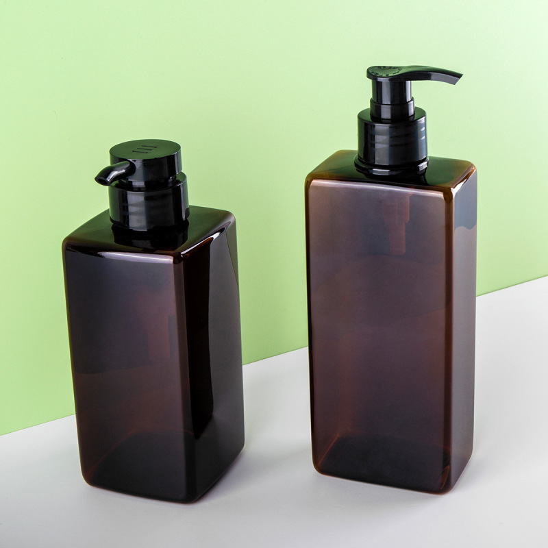 400ml amber plastic pet cosmetic cream jar hair air less plastic lotion pump bottles for Body Wash Lotion Shampoo