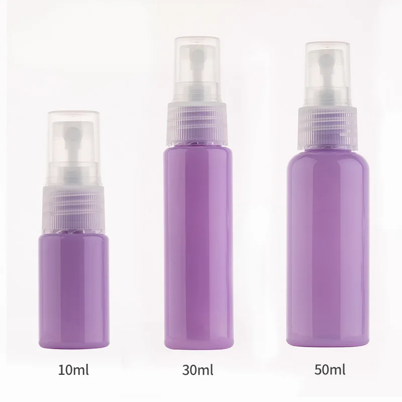 10ML 30ML 50ML travel size clear plastic spray Colorful bottles for toner makeup remover perfume