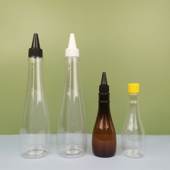 160ml 5.4oz 450ml 15.2oz Clear PET Plastic Squeeze Bottle with Twist Top Cap for Sauce Oil Ketchup Salad Food Packaging