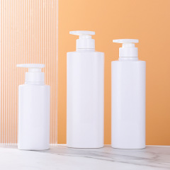300ML 500ML 750ML white opal square plastic lotion bottle with pump for Body Wash Lotion Shampoo