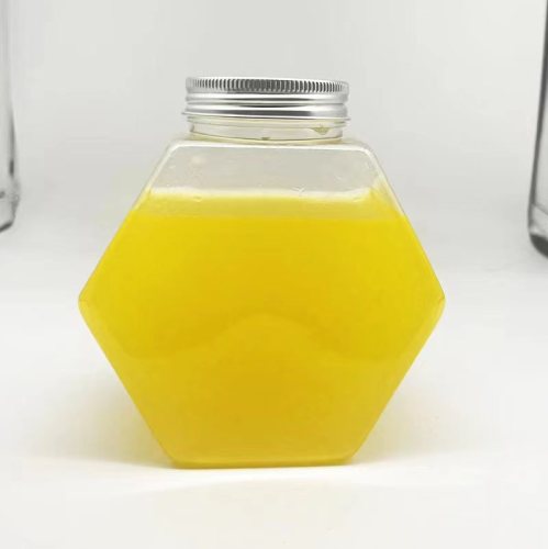 450ML Hexagonal PET honey jar plastic high quality Disposable transparent juice bottle candy bottle honey jar