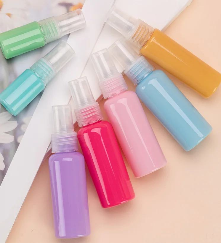 10ML 30ML 50ML travel size clear plastic spray Colorful bottles for toner makeup remover perfume
