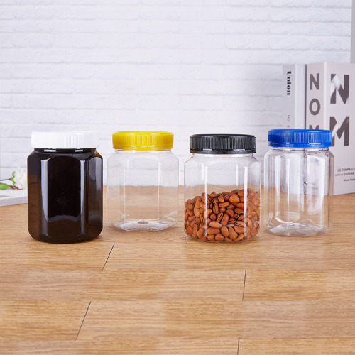 Hexogon honey jar with dipper gift for honey 720 ml 360ml Nuts cereals and snacks