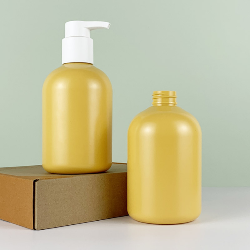 500ML yellow plastic lotion pump bottle for Makeup remover facial Cleanser and essential Cosmetics