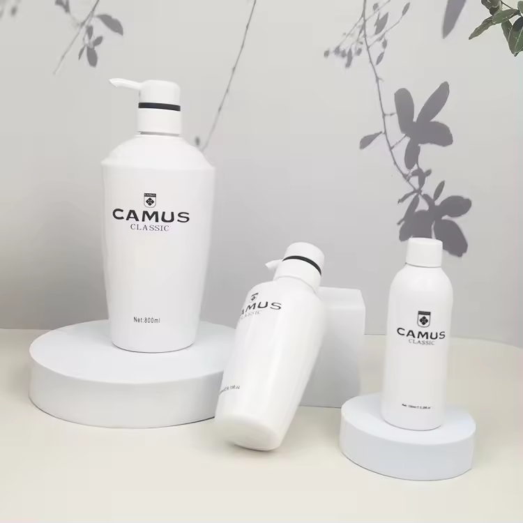 Empty Special Shape 150ML 260ML 800ML plastic white lotion pump bottles for Shower Gel Shampoo Hair Conditioner Packaging
