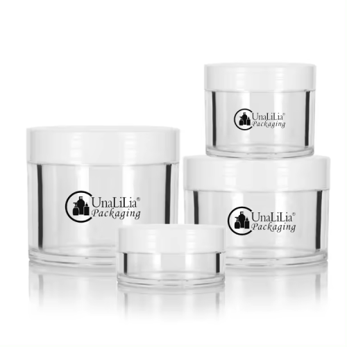 Manufacture Makeup Container Jars PET Plastic Face Care Cosmetic Empty Clear Cream Jars with White Lids