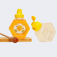 Wholesale polygonal transparent sealed thickened honey bottles jars 200ml plastic jar for honey