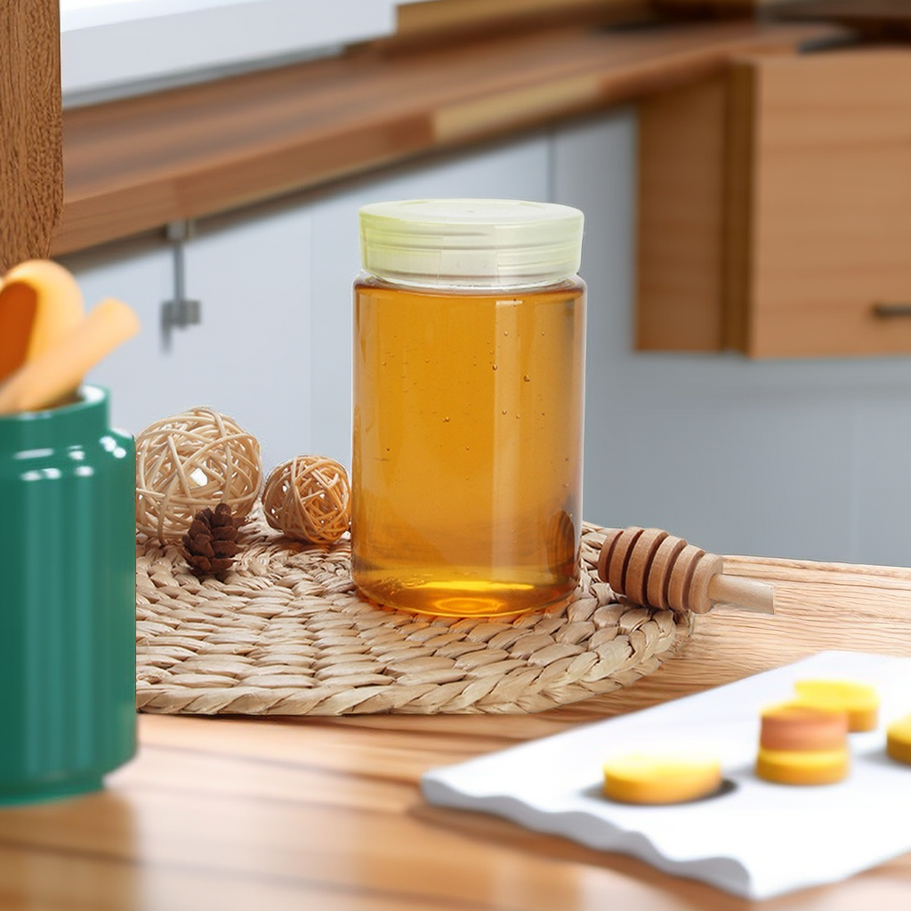 Honey PET jar 500g Plastic transparent food grade honey plastic jars with lids packaging