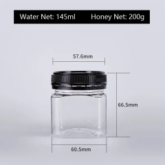 Customized Clear PET Plastic Square Wide Mouth Jar Container for Sugar Honey Nuts Food Storage Packaging