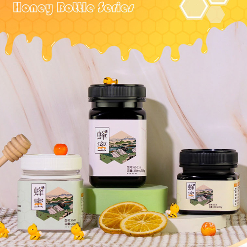 Plastic honey container jar with anti-theft cover honey jar square PET honey jar