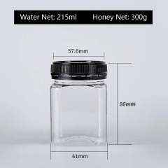 Customized Clear PET Plastic Square Wide Mouth Jar Container for Sugar Honey Nuts Food Storage Packaging