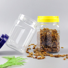 1000ml PET plastic honey jar with handle lid hand grab honey square plastic jars wide mouth transparent plastic packaging