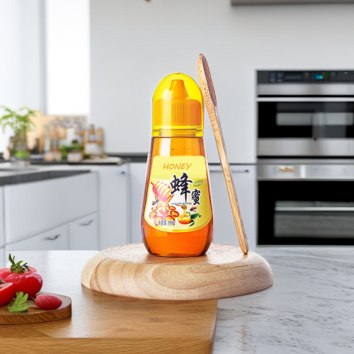 Honey bottle jar 250 ml plastic squeeze food grade PET transparent tip honey dispenser storage bottles jars