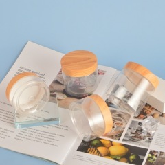 PET honey bottle jar Wood grain wide mouth bottle honey jar plastic honey jar wood grain lid water transfer lid