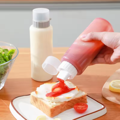 Empty 5 Holes Mini Bottles For Chili Sauce Salad Dressing Ketchup 175ml 350ml Outdoor BBQ Sauce Plastic Bottles