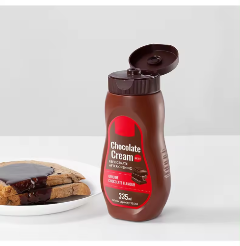 Supplier 335ml Brown Salad Dressing Chocolate Sauce Bottle Food Grade Ketchup Plastic Bottle Packaging