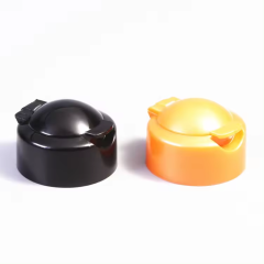 Manufacture 24 Neck Size PP Plastic Double Deck Flip Cap Luxury Black Flip Top Cap For Skin Care Packaging